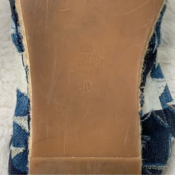 Valentino Garavani Women's Blue Star Print Denim Espadrilles Flats Shoes Size 40 - Picture 5 of 11